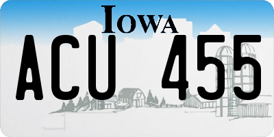 IA license plate ACU455