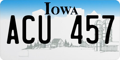 IA license plate ACU457