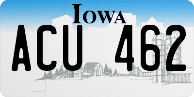 IA license plate ACU462
