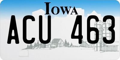 IA license plate ACU463