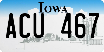 IA license plate ACU467