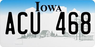IA license plate ACU468