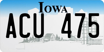 IA license plate ACU475