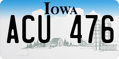IA license plate ACU476