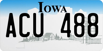 IA license plate ACU488