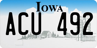 IA license plate ACU492