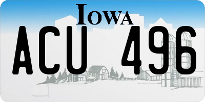 IA license plate ACU496