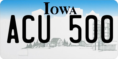 IA license plate ACU500