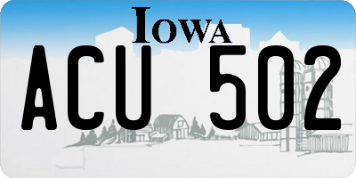 IA license plate ACU502