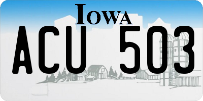 IA license plate ACU503
