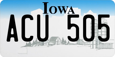 IA license plate ACU505