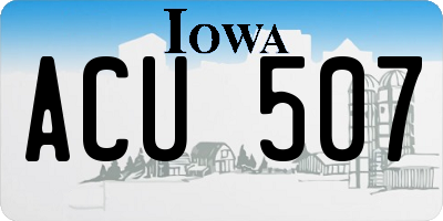 IA license plate ACU507