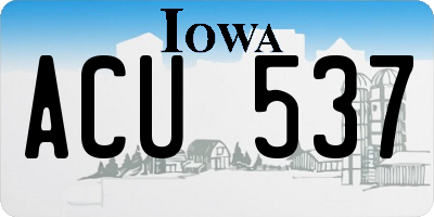 IA license plate ACU537