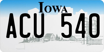 IA license plate ACU540