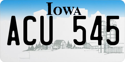 IA license plate ACU545