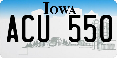 IA license plate ACU550