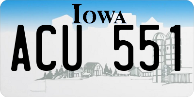 IA license plate ACU551