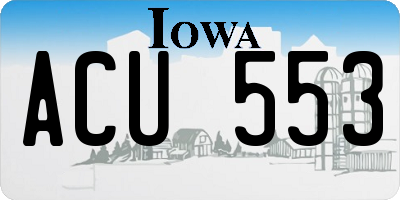 IA license plate ACU553