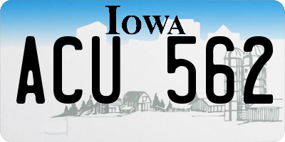 IA license plate ACU562