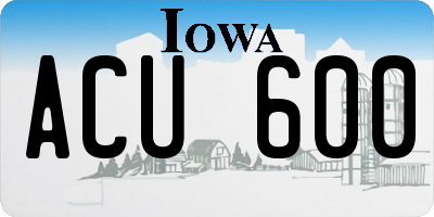 IA license plate ACU600