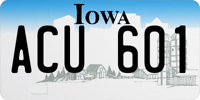 IA license plate ACU601