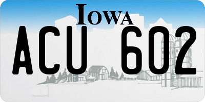 IA license plate ACU602