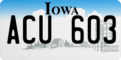 IA license plate ACU603