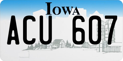IA license plate ACU607