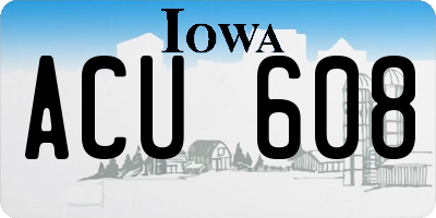 IA license plate ACU608