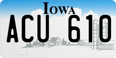 IA license plate ACU610