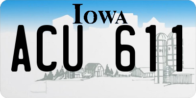 IA license plate ACU611