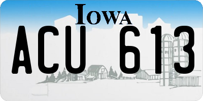 IA license plate ACU613
