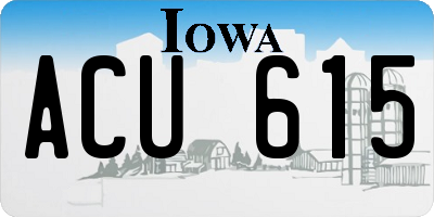 IA license plate ACU615