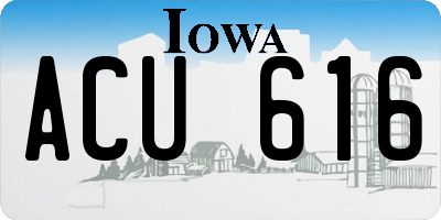 IA license plate ACU616