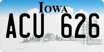 IA license plate ACU626
