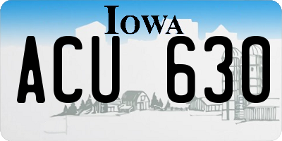 IA license plate ACU630