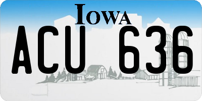 IA license plate ACU636
