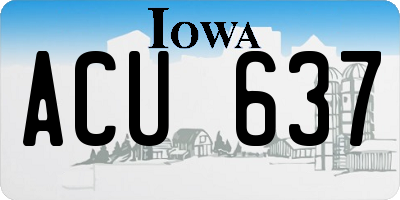 IA license plate ACU637