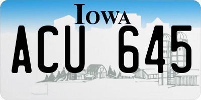 IA license plate ACU645