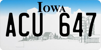 IA license plate ACU647