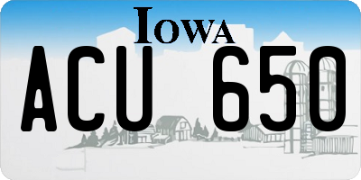 IA license plate ACU650