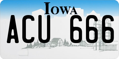 IA license plate ACU666