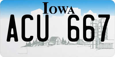 IA license plate ACU667