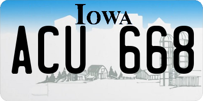 IA license plate ACU668