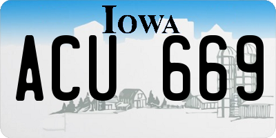 IA license plate ACU669