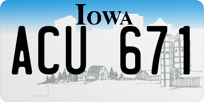 IA license plate ACU671