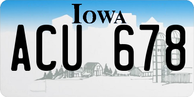 IA license plate ACU678