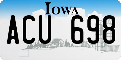 IA license plate ACU698