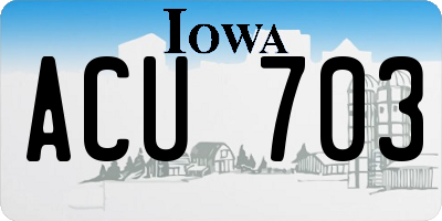 IA license plate ACU703
