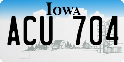 IA license plate ACU704